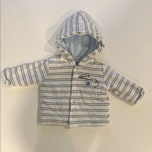 Absorba Gray and White Striped Baby Jacket